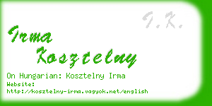 irma kosztelny business card